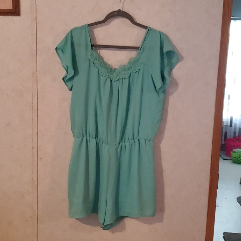 Aqua shorts jumpsuit